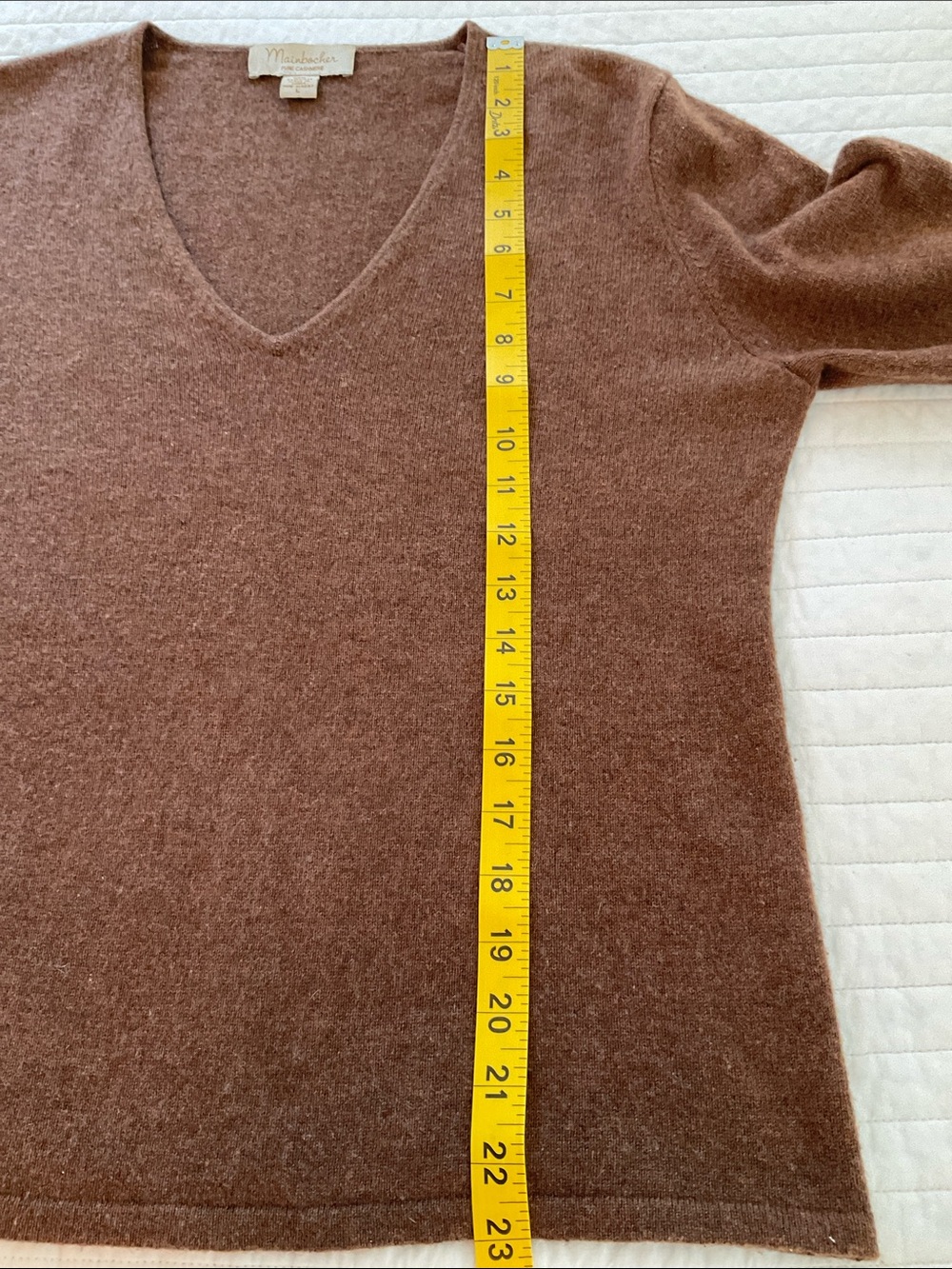 100% Cashmere MAINBOCHER V-Neck Sweater Size L Brown - Picture 4 of 7
